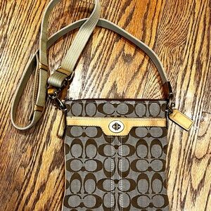 Coach Tan and Brown Shoulder Bag